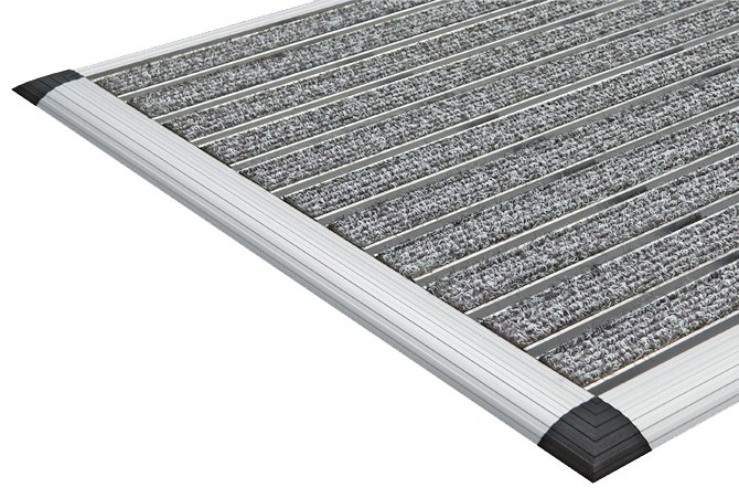 61x90cm ELEGANT MAT - Halı Fitilli Alüminyum Paspas Gri