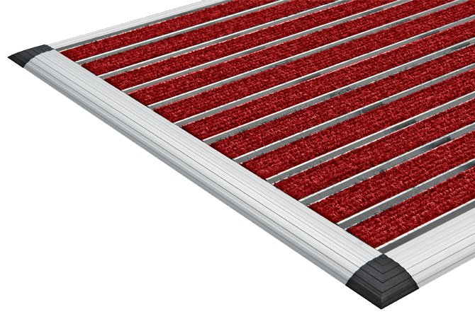 42x60cm ELEGANT MAT - Halı Fitilli Alüminyum Paspas Kırmızı